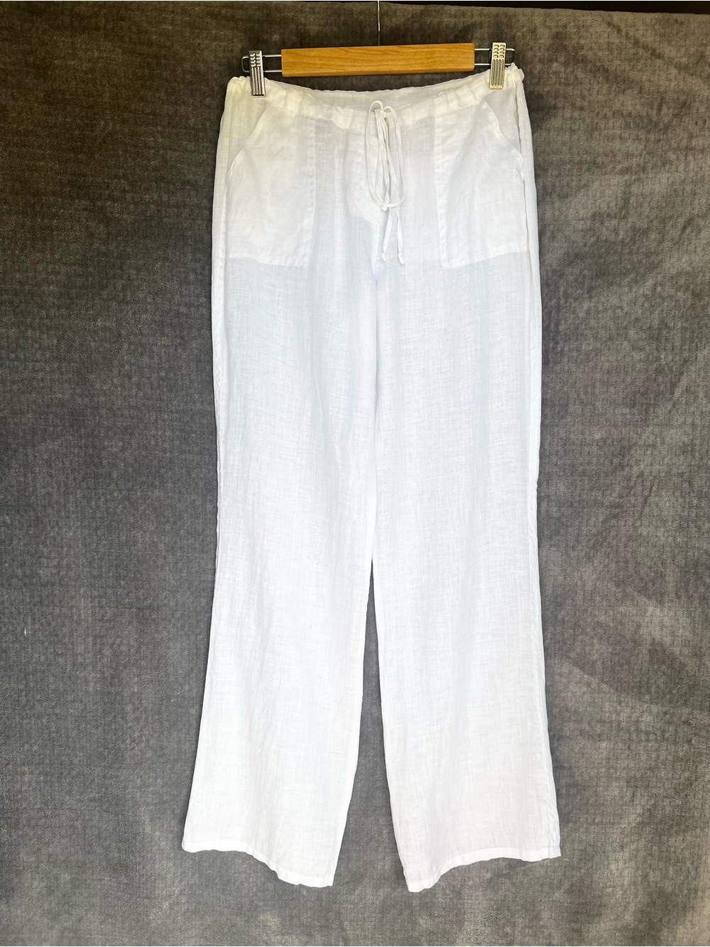 Acrobat Linen Pants Sz M White Drawstring Pockets Beach Swim Coverup Resortwear
